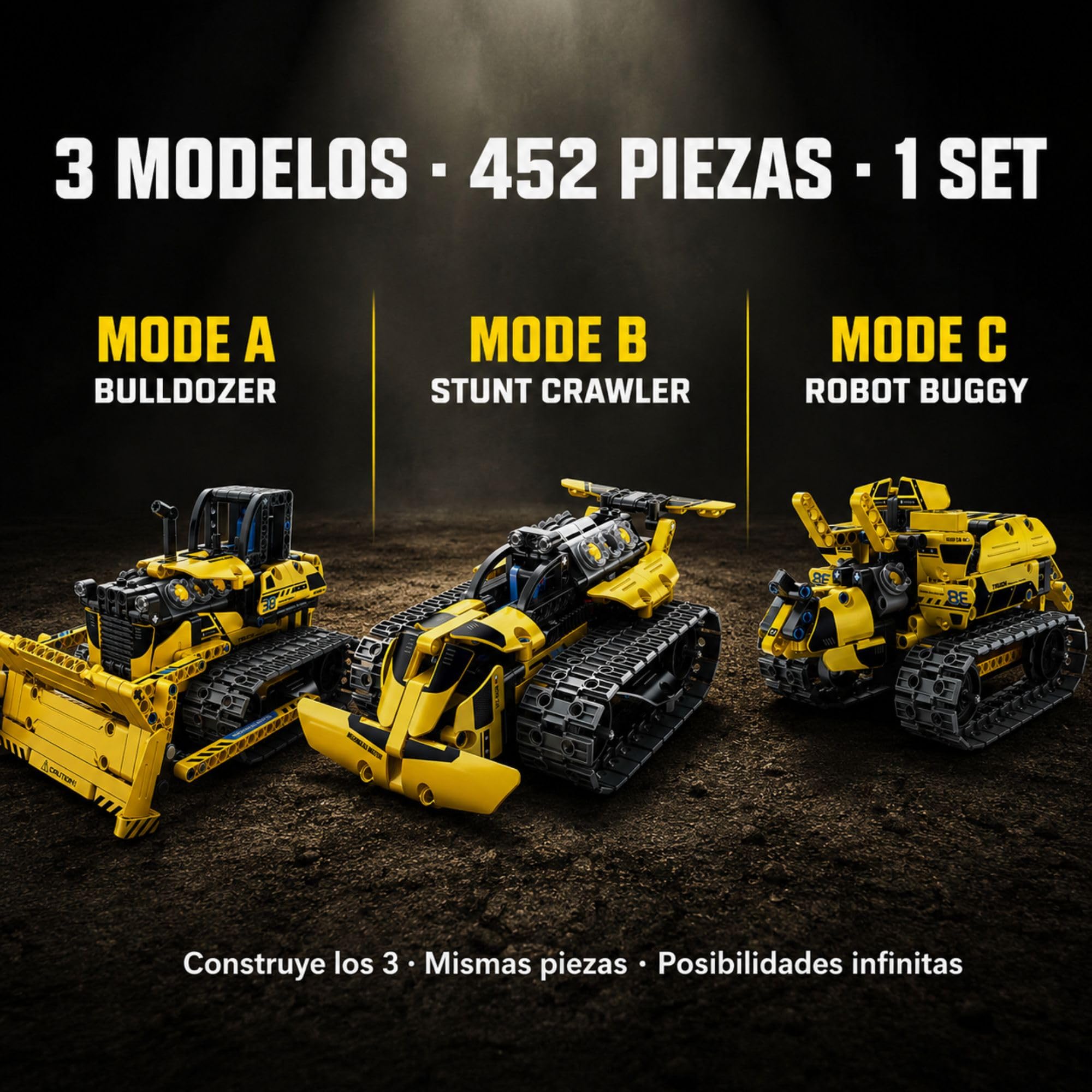 iM.Master STEM Academy: Mechanical Master - R/C 3 en 1: Crawler & Bulldozer -452pc- Vehículo Modelo de Ladrillos, Control Remoto, Juego de Actividades de Bloques de construcción