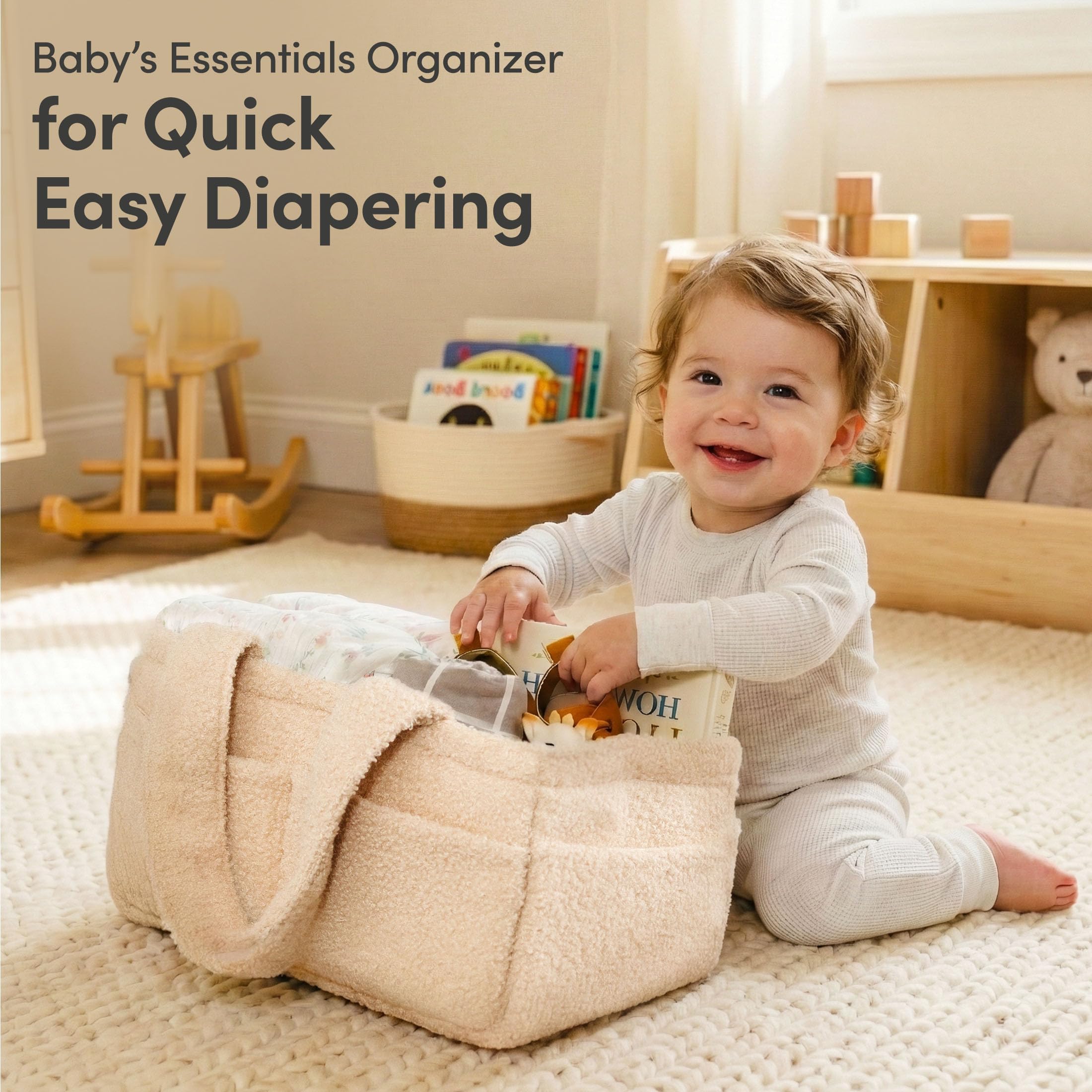PUTSKA Diaper Caddy Teddy Polaire Crème