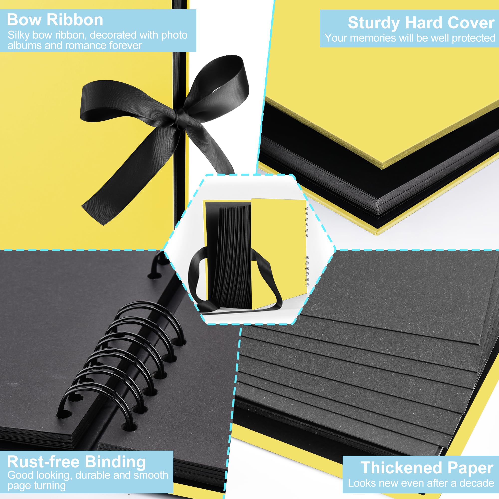 Album Foto Pagine Nere 80 - Con Pennarelli E Angoli Adesivi, Per Scrapbooking