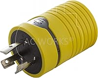 Vista 8 de AC WORKS Generador a adaptador RV de 30 amperios (L5-20 20A 3 clavijas de bloqueo compacto) Amarillo
