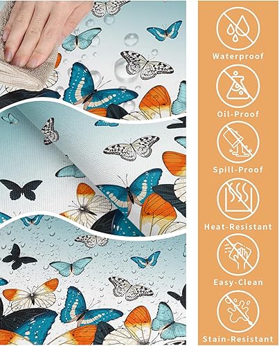 Miniatura 6 de Mantel impermeable de mariposa de ensueño, mantel decorativo lavable para cocina, comedor, vacaciones, picnic al aire libre, mantel cuadrado de 60 x