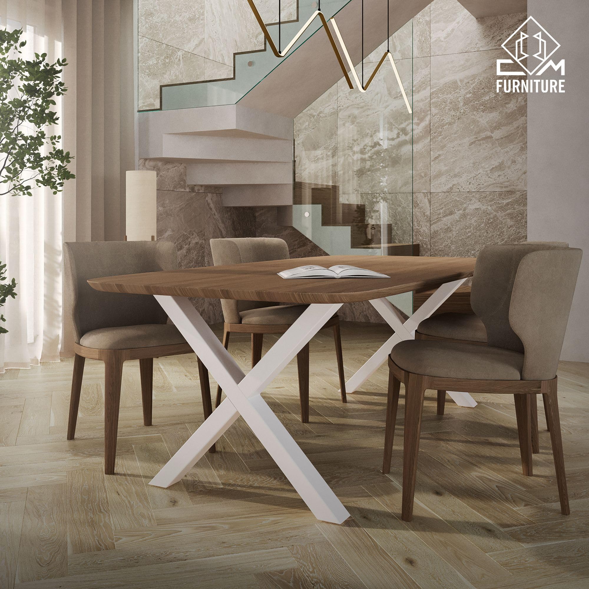 Estructura de la Mesa Acero Forma de X Blanco Altura 72 cm Anchura 60 cm Patas de la Mesa Metal Regulables en Altura Pies de Banco Esquineros Correderas Fácil Montaje 2 Piezas