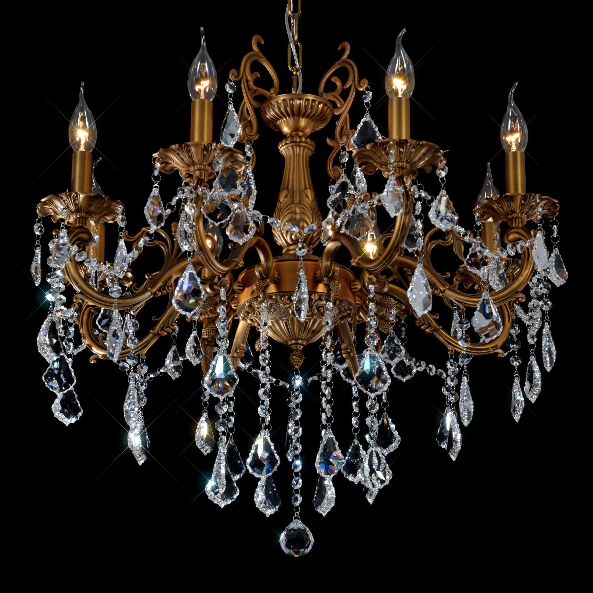 Crystal Chandeliers Contemporary Chandelier Island Lighting 8 Lights Candle Pendant Ceiling Light Fixture for Dining Room Living Room Kitchen Bedroom Hallway Entry D27.6