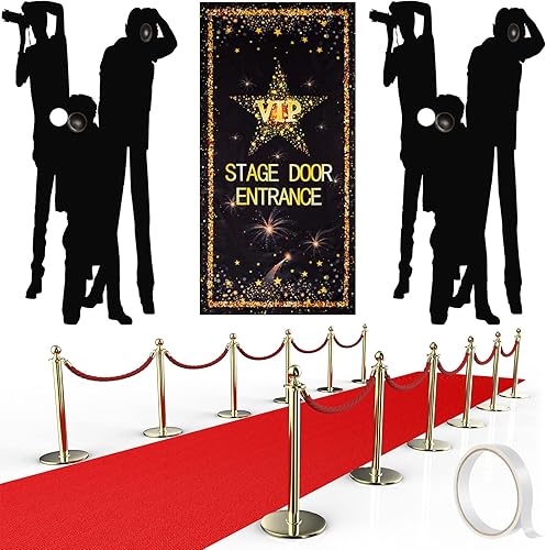 Timtin VIP - Pancarta de entrada para puerta de escenario, telón de fondo de fotografía, alfombra roja, para decoración de fiestas, 2.6 x 15 pies,