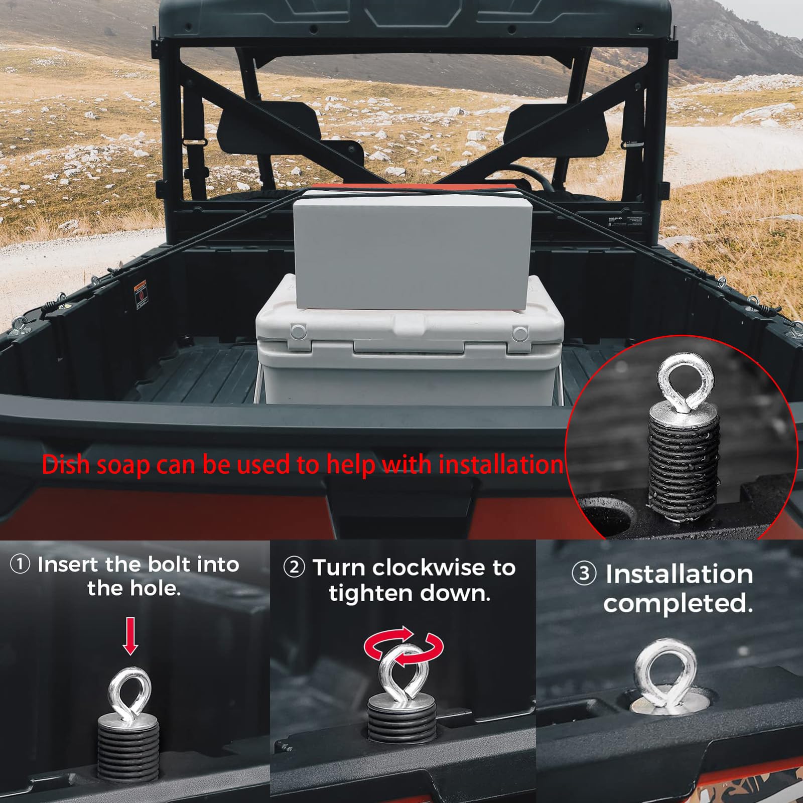 URB - Lot de 4 ancrages d'arrimage de lit de camion 1000 LBS de remplacement en acier inoxydable URB - Lot de 4 ancrages d'arrimage de lit de camion 1000 LBS de remplacement en acier inoxydable
