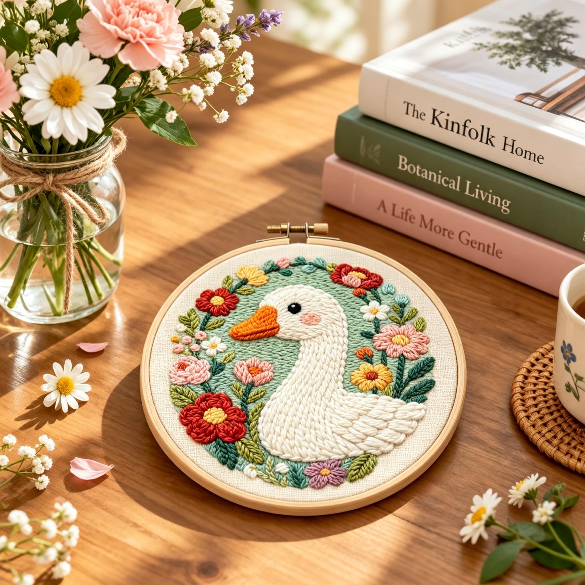 DIY Punch Needle Kit - Goose & Flower Garland -4 DIY Punch Needle Kit - Goose & Flower Garland -4