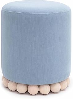 Tov Furniture Dex Faded Blue Upcycled Fabric Ottoman