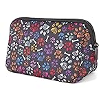 AJLTPA Cosmetic Bag Waterproof Neoprene Zipper Pouch Travel Portable Toiletry Makeup Bags Organizer Case for Women and Girls, Paw and Bone