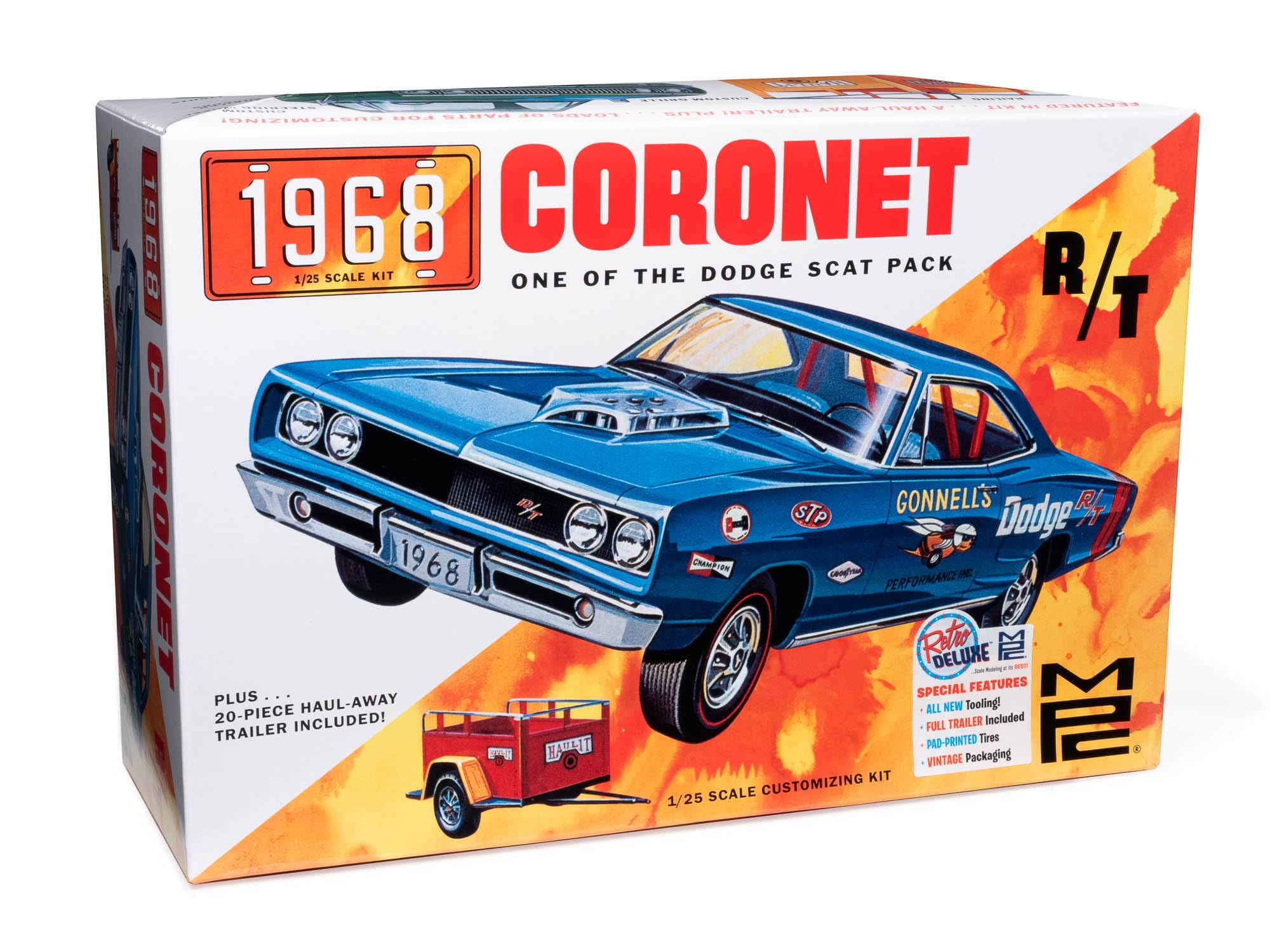 Amazon.com: MPC 1968 Dodge Coronet Hardtop w/Trailer 1:25 Scale