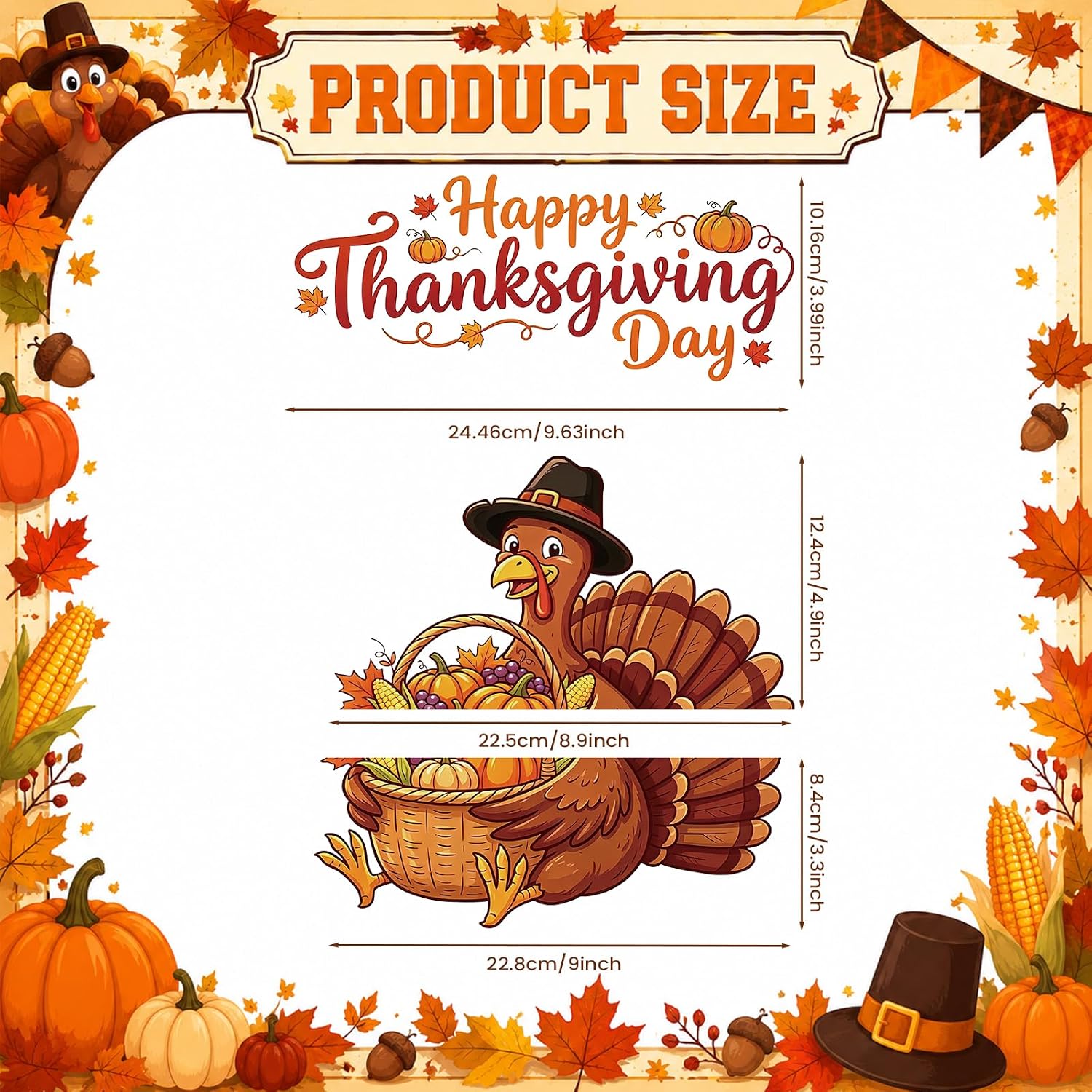 Fall Thanksgiving Dishwasher Magnet Cover Autumn Harvest Turkey Refrigerator Magnets Fall Thanksgiving Magnetic Dishwasher Cover for Cruise Door Car Fridge Garage Door Decor image 2