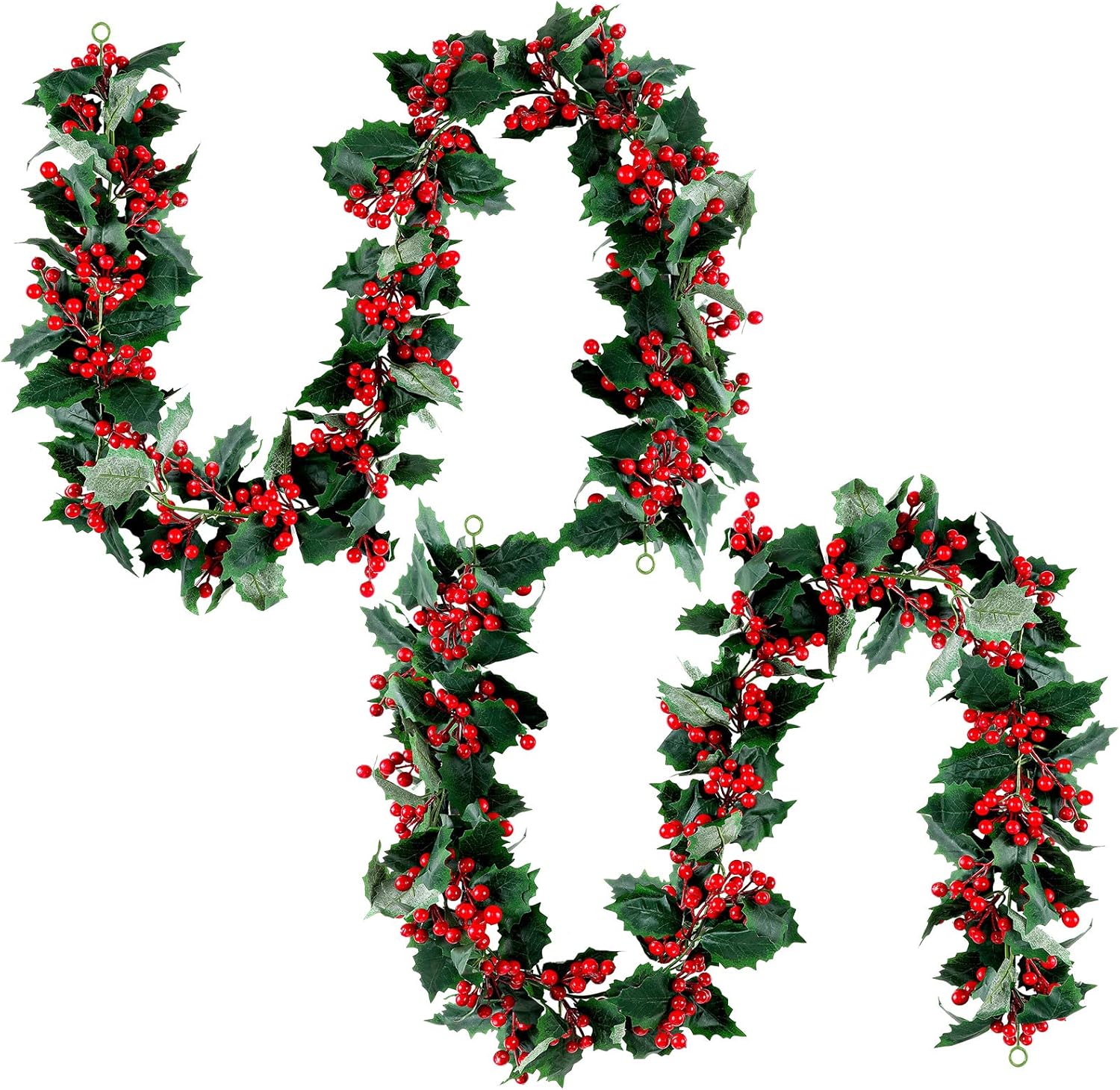 12 ft Red Berry Christmas Garland Flexible Artificial Berry Indoor Outdoor Home Fireplace Decoration Xmas Pine Farmhouse Garland for Winter Christmas Holiday New Year Party(Red, Green)