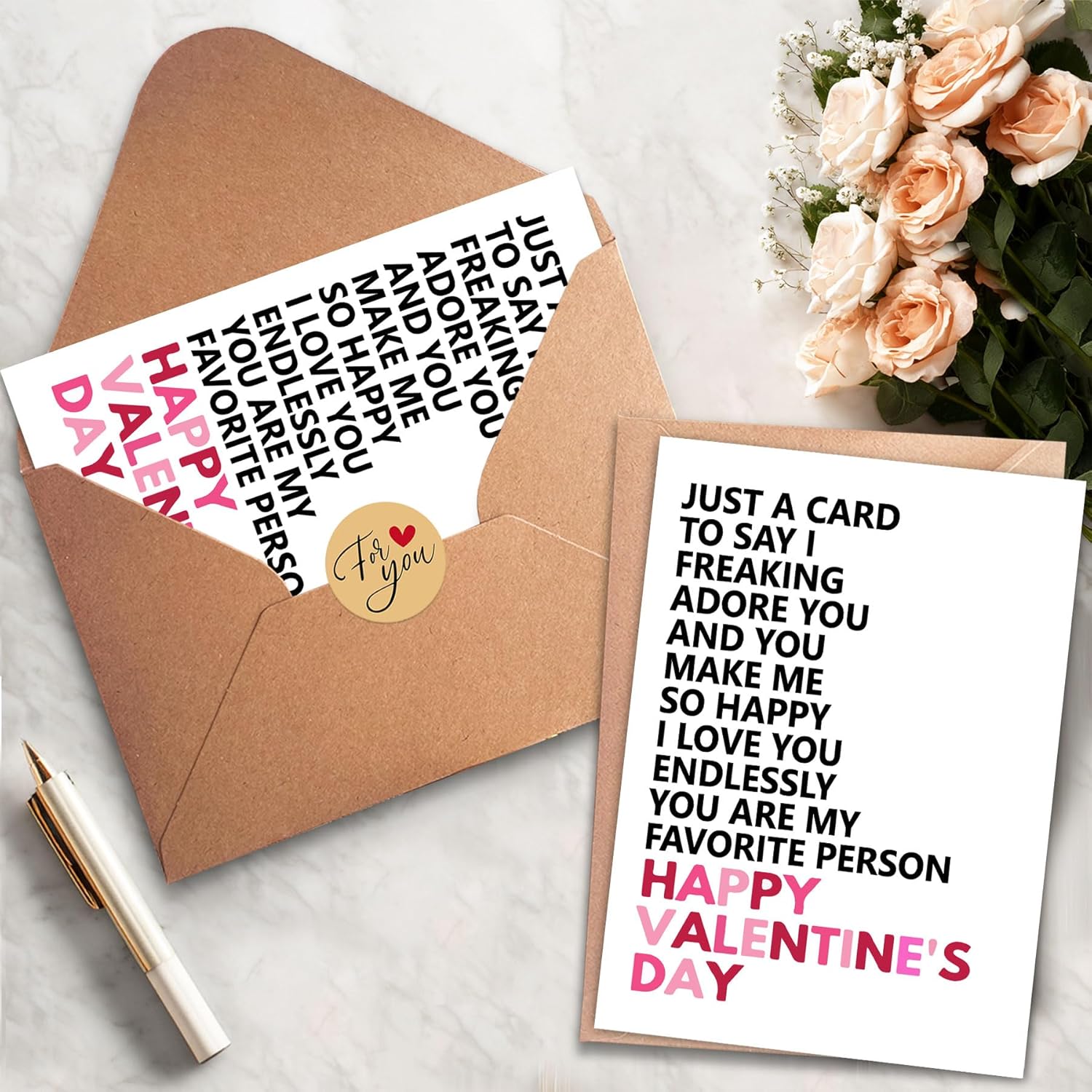 Valentines Day Card for Husband, Valentines Day Cards for Him, Funny Valentines Day Card for Wife & Kids & Boyfriend & Girlfriend, Valentine's Day Decorations, Valentine's Day Gift, Greeting Card=7in x 5in(Folded), Envelope = 7.5in x 5.5in - Image 2