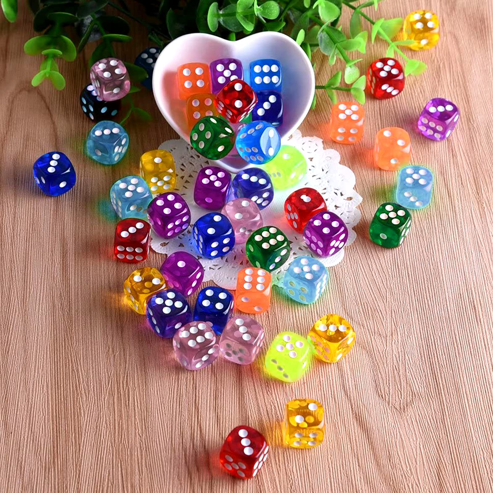 100 sztuk sześciostronnych kostek, D6 Dice, 10 kolorów, 14 mm, akrylowe, okrągłe kostki narożne, zestaw do tenisa, farkle, Yahtzee, Bunco lub matematyki edukacyjnej