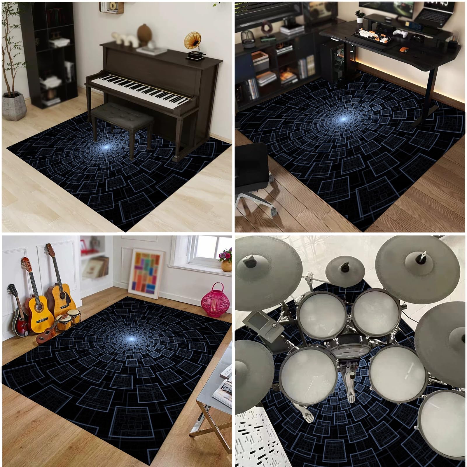 Dywaniki z baterią akustyczną Dywan bębnowy do zestawów perkusyjnych elektronicznych bębnów i innych instrumentów muzycznych antypoślizgowe maty bębnowe mata bębnowa mata na baterie 140 x 90
