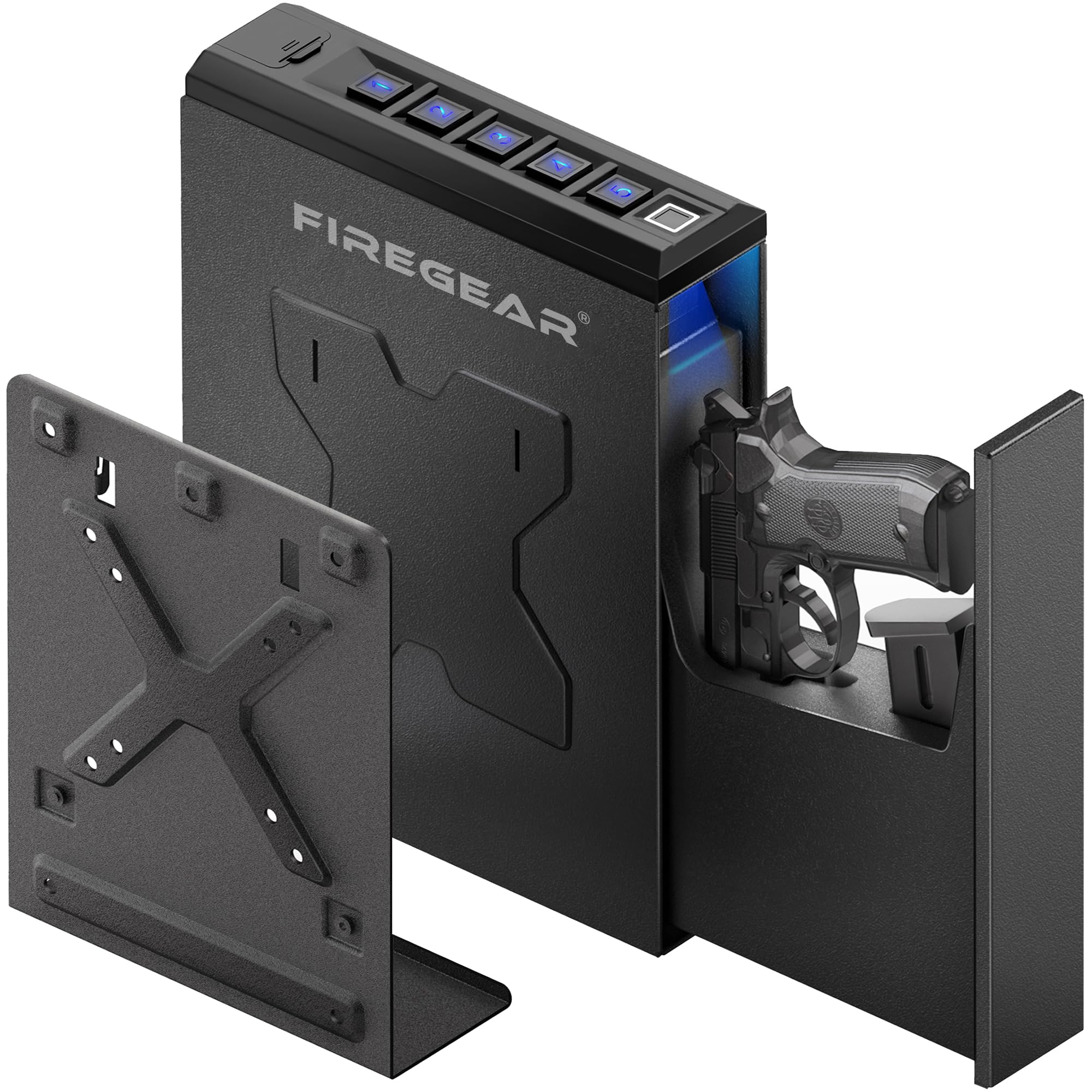 FIREGEAR Gun Safe Biometric Pistol Safe, Quick Access Handgun Safe, Safes for Handgun with Fingerprint, PIN Code, Key