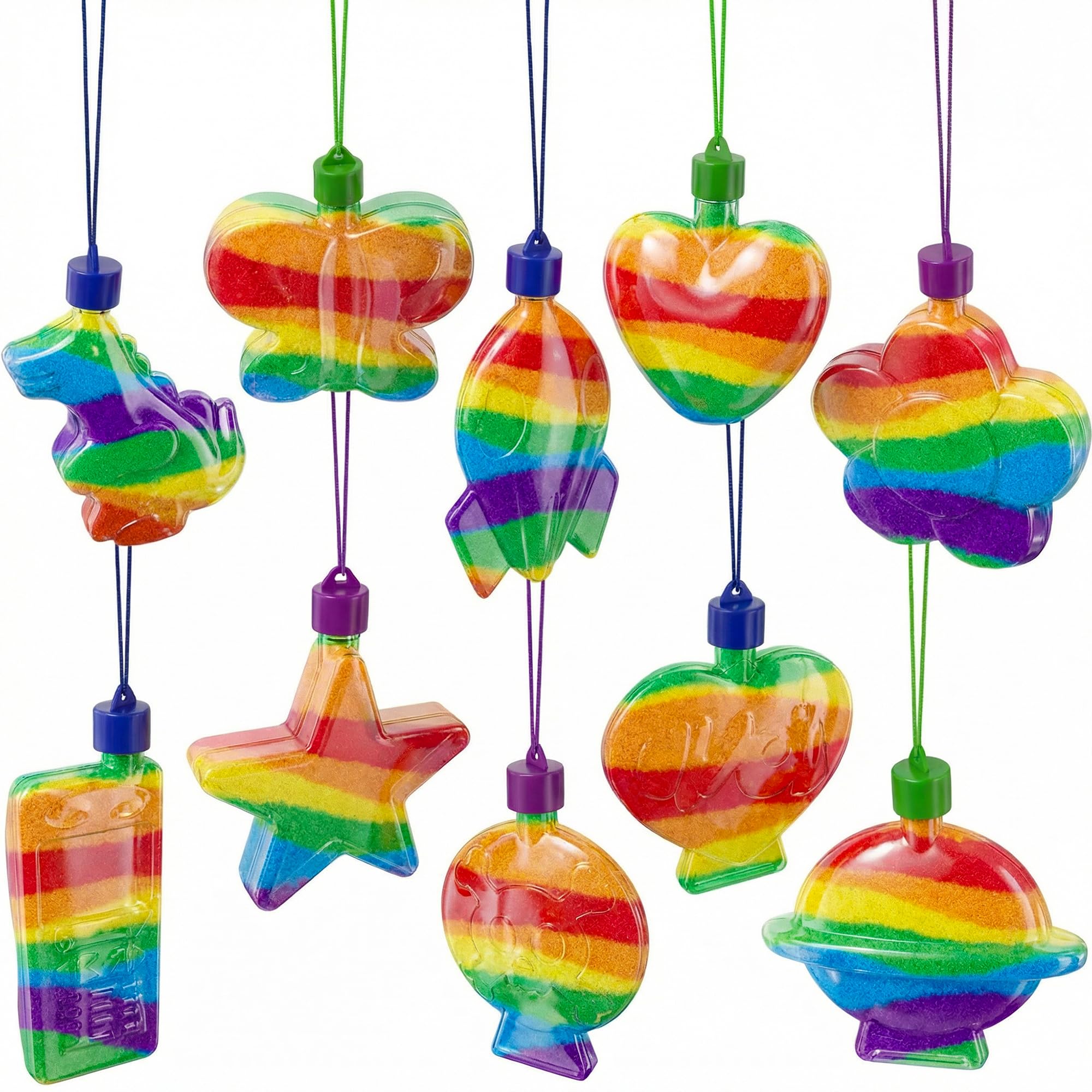 ArtCreativity Sand Art Bottle Necklaces Assortment for Kids, Bulk Pack of 60, Collection of Sand Art Craft Bottle Necklaces, Fun Party Supplies & Favors for Boys and Girls - Sand Sold Separately