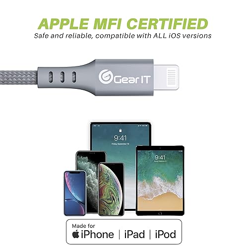 Miniatura 6 de GearIT Cable Lightning a USB-C, cable de carga rápida trenzado de nailon de 10 pies certificado Mfi para iPhone 1212 Pro12 Pro Max1111 Pro11 Pro