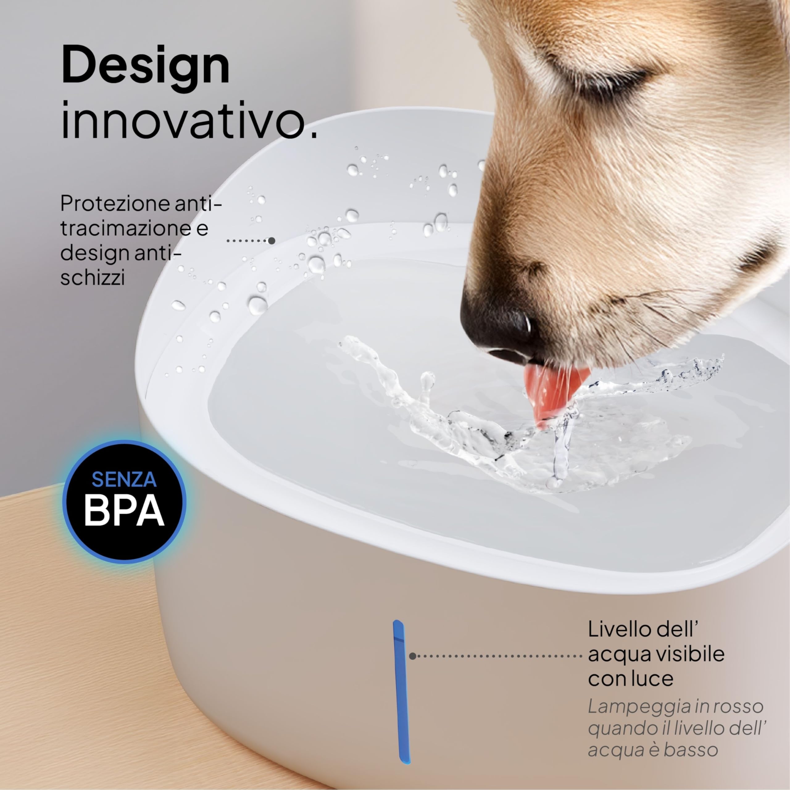 Pretty Paw Fontanella per Cani 7L con Filtro e LED Livello Acqua - Silenziosa per Cani Grandi e Multi-Pet, Dispenser Acqua Cane in ABS BPA-Free, Alimentazione USB - Dog Stream (Bianco)