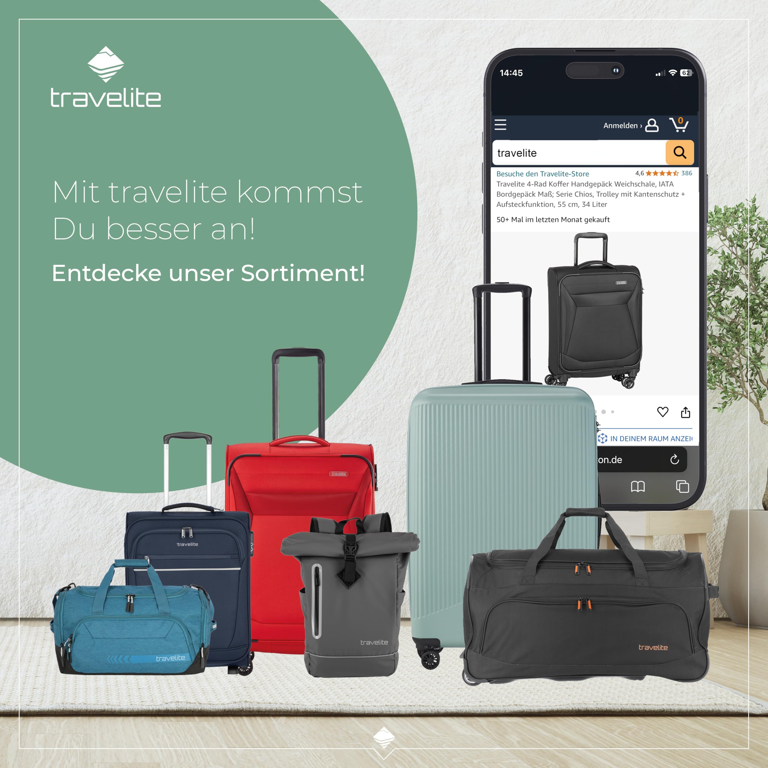 Travelite Chios 4-Rad Koffer Größe M Weichschale 67 cm 60-66 Liter Trolley