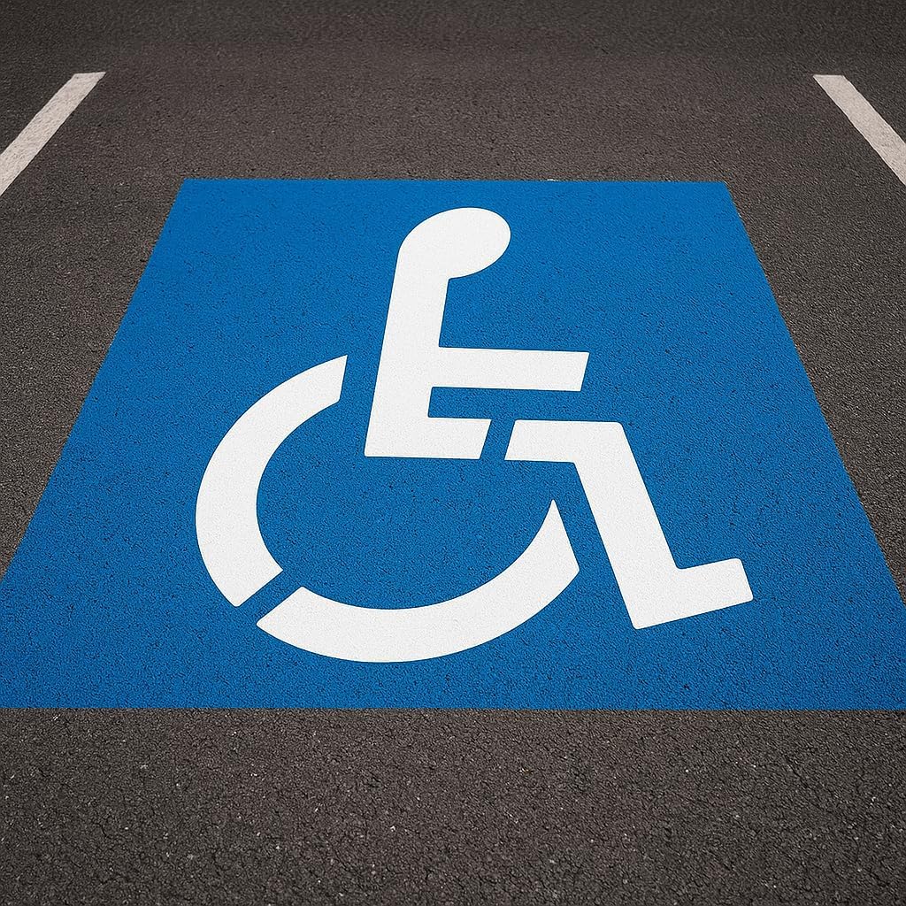 Handicap Parking Stencil, 36×36 Inch Large Silicone Reusable Handicap Symbol Stencil for Parking Lot, 1mm Thickness Flexible Foldable and Easy to Clean