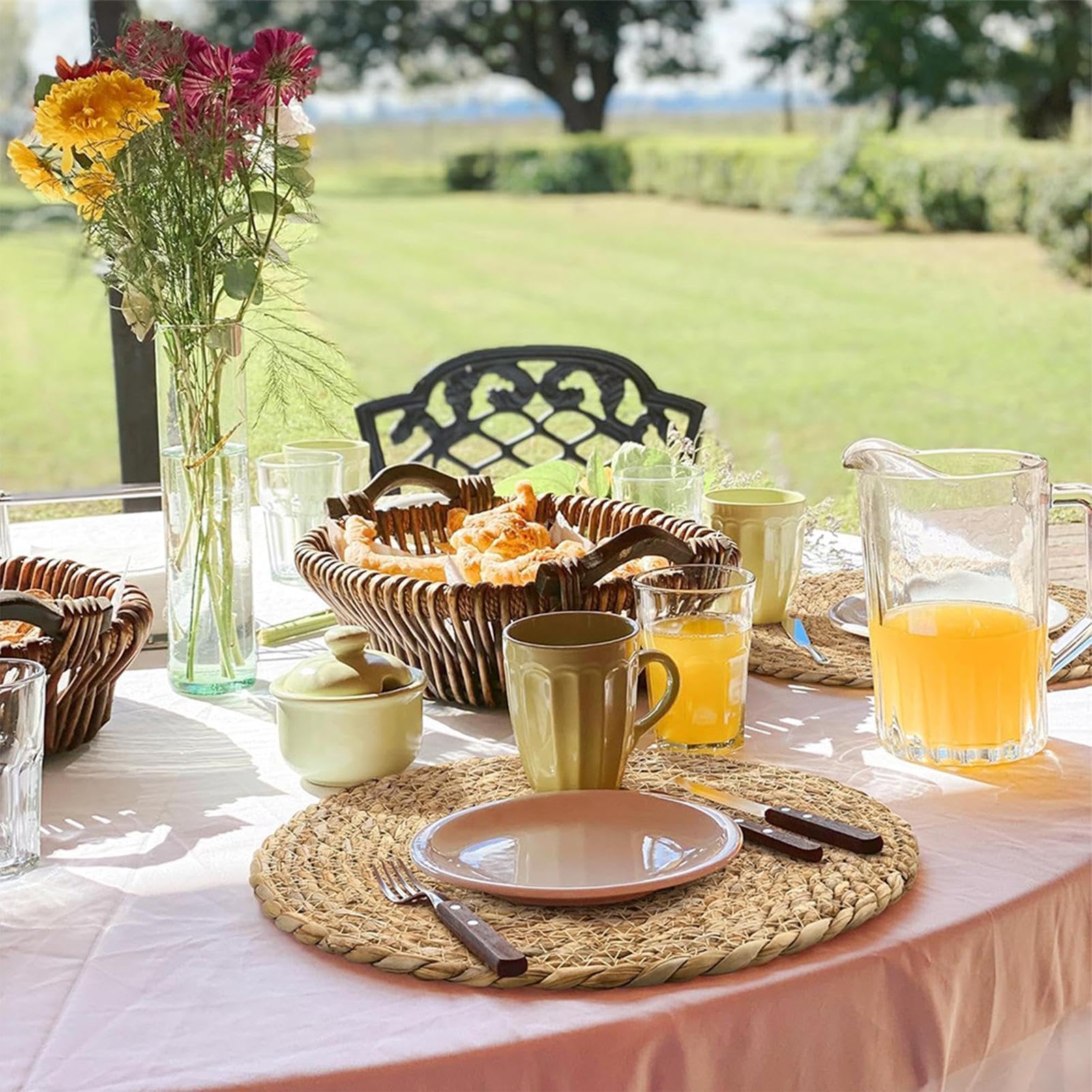 Tovaglietta Intrecciata Set Di 6 Tovagliette In Rattan Naturale Intrecciato