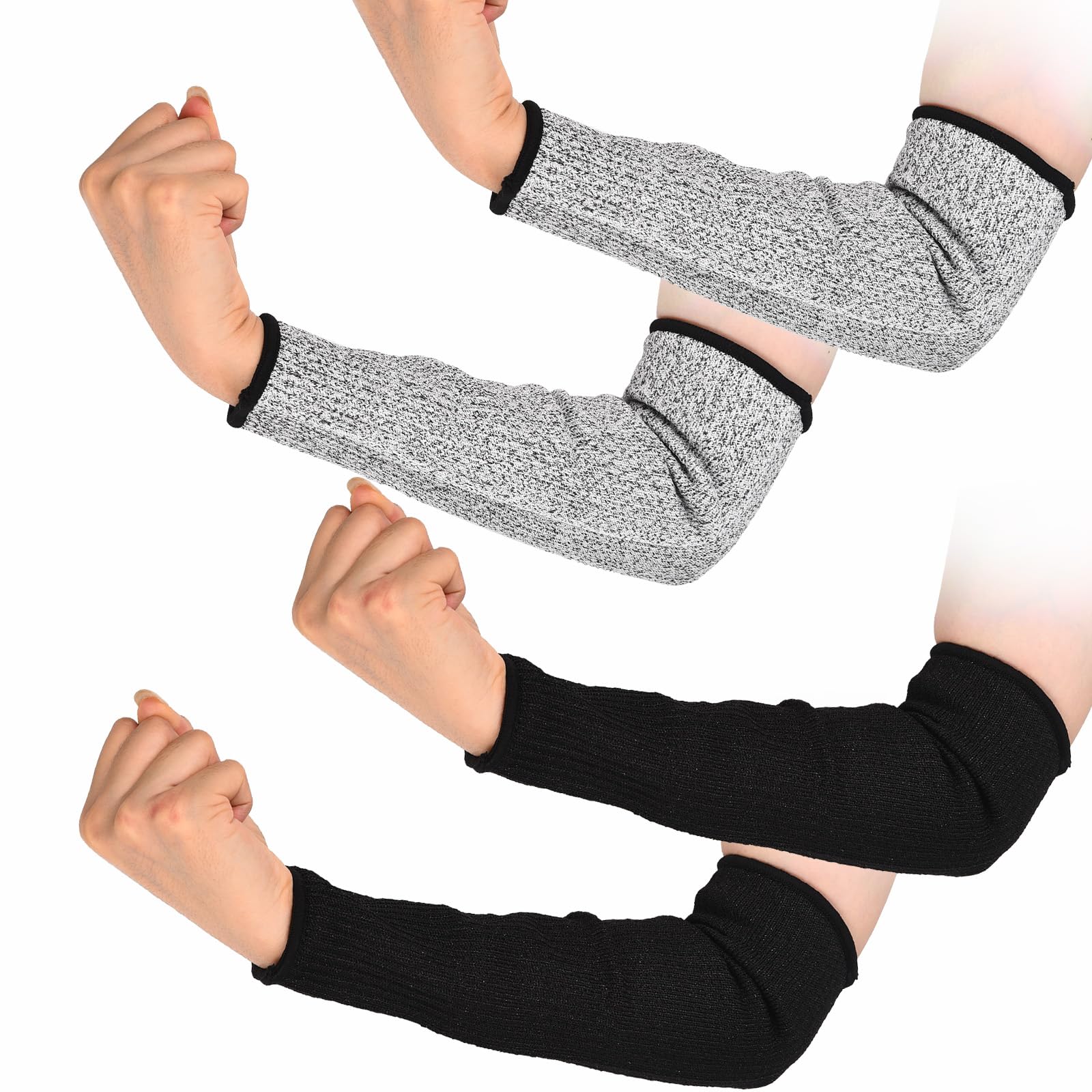 Funnytek 2 Pairs Arm Protection Sleeves, 31cm Cut Resistant Safety Arm Sleeves Work Arm Wrist Anti Cut Guard Bracers Protector Forearm Wrist Arm Protector Sleeve Gloves for Garden Kitchen Farm Work