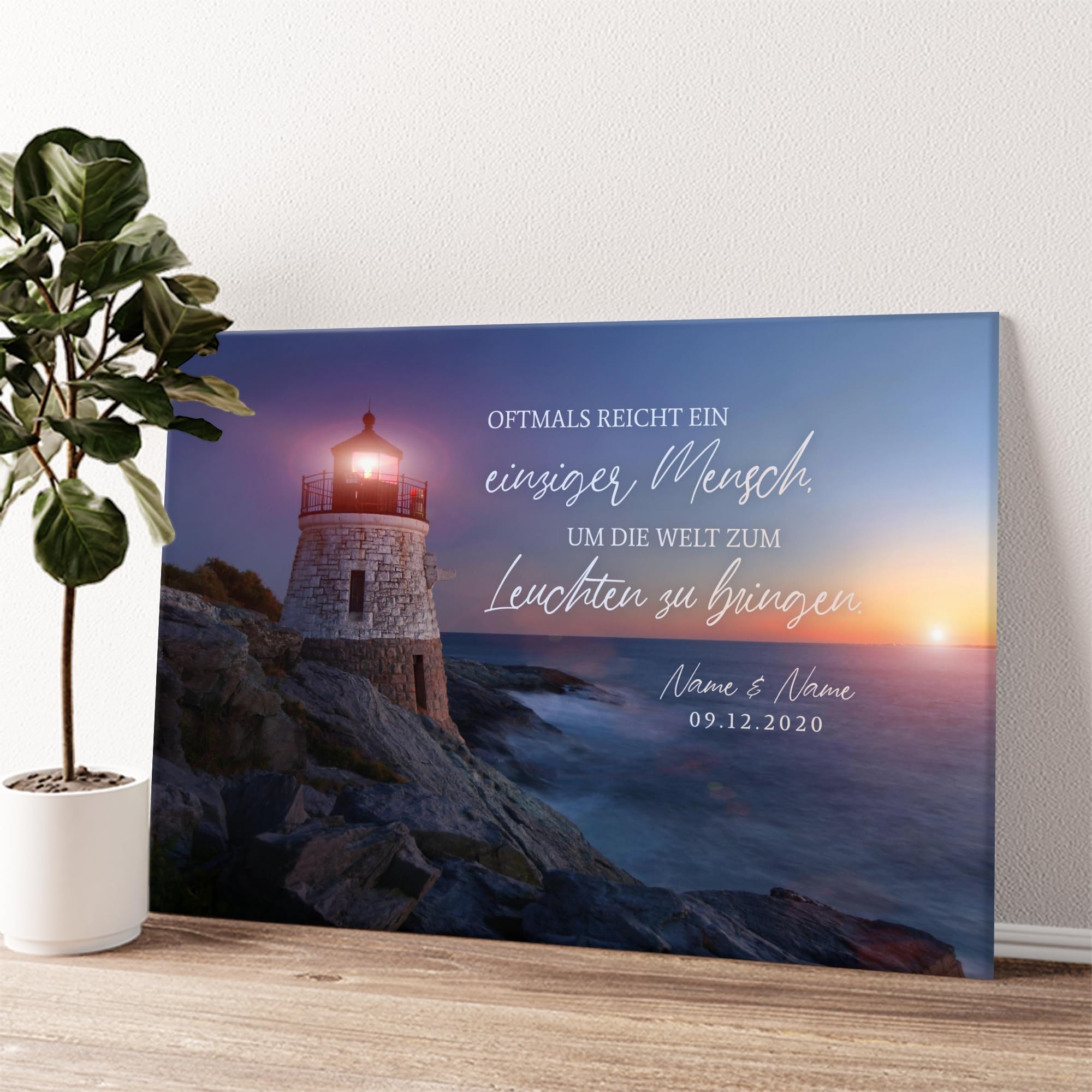 Liebesleinwand Das sind wir Leinwand: Leuchtende Welt | Leinwandbild mit Namen und Datum | Wandbild gestalten | Jahrestag Geschenk für Frau Freundin Mann Freund