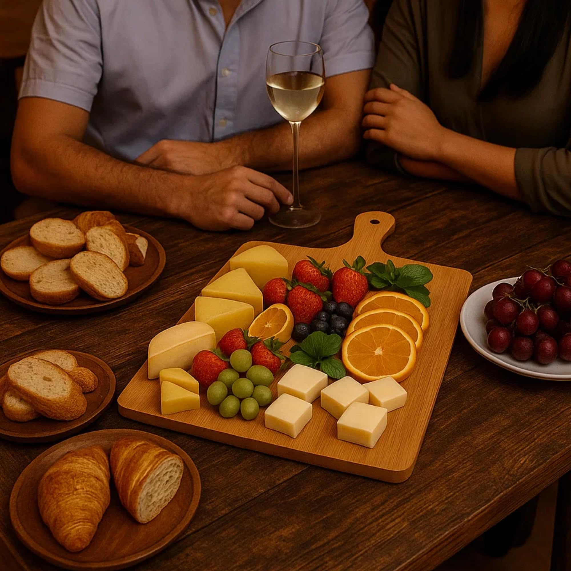 Juego de 6 bandejas de bambú lisas a granel de 16 x 10 pulgadas, plato de embutidos de madera, juego de tablas de cortar para láser personalizado, grabado CNC, regalo decorativo