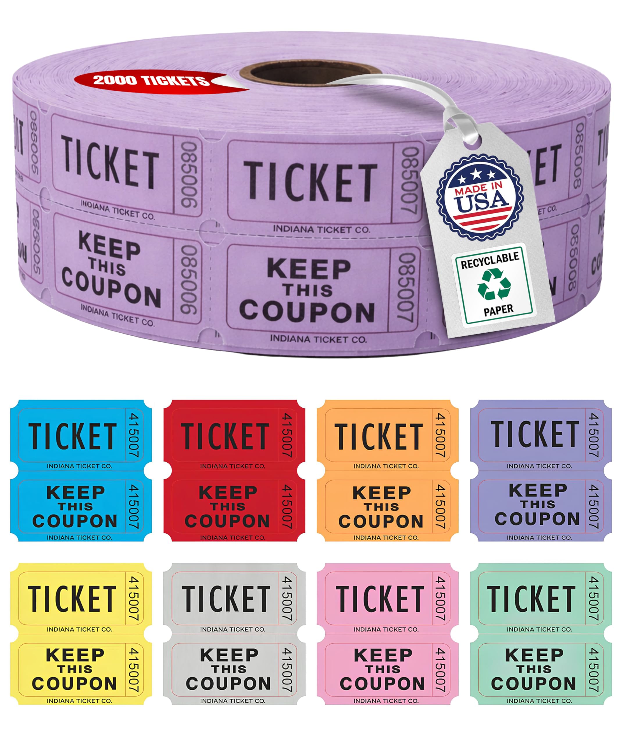 Purple Raffle Wheel Snapklik.com : 2,000, Purple Raffle Tickets Double Roll, Premium ...