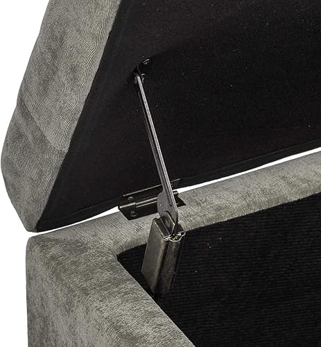 Miniatura 5 de Homebeez Banco otomano de almacenamiento copetudo, taburete de terciopelo con parte superior elevadora y ribete de cabeza de clavo (gris claro, no