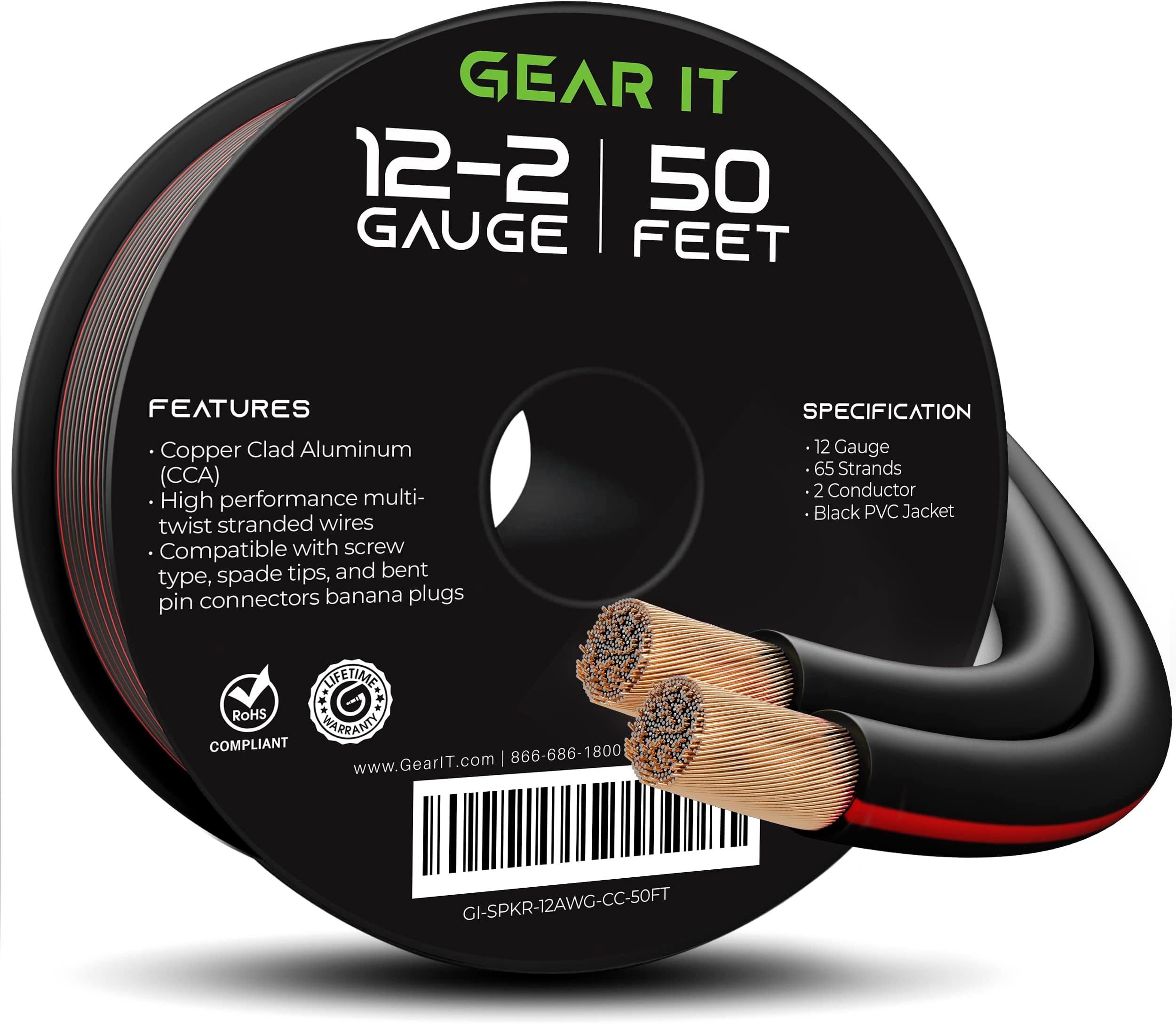 14/2 Outdoor Speaker Cables For Direct Burial OFC Wire Speaker Cables, 14AWG Gauge 250ft Black - View #6