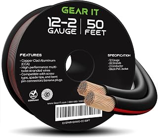 12AWG Speaker Wire, GearIT Pro Series 12 AWG Gauge Speaker Wire Cable (50 Feet / 15.24 Meters) Great Use for Home Theater Speakers and Car Speakers Black