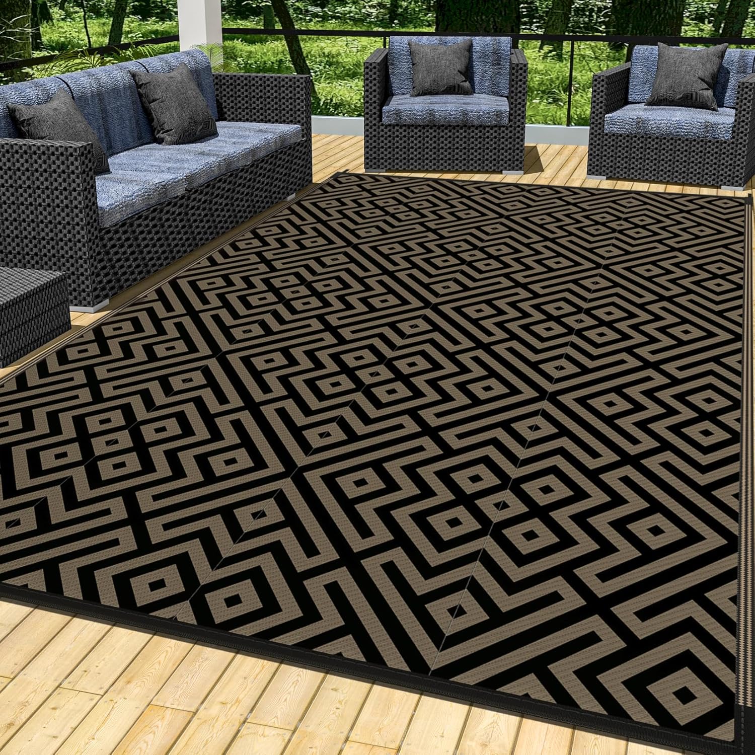 KMNKSCN Outdoor Rug Waterproof Plastic Straw Rug