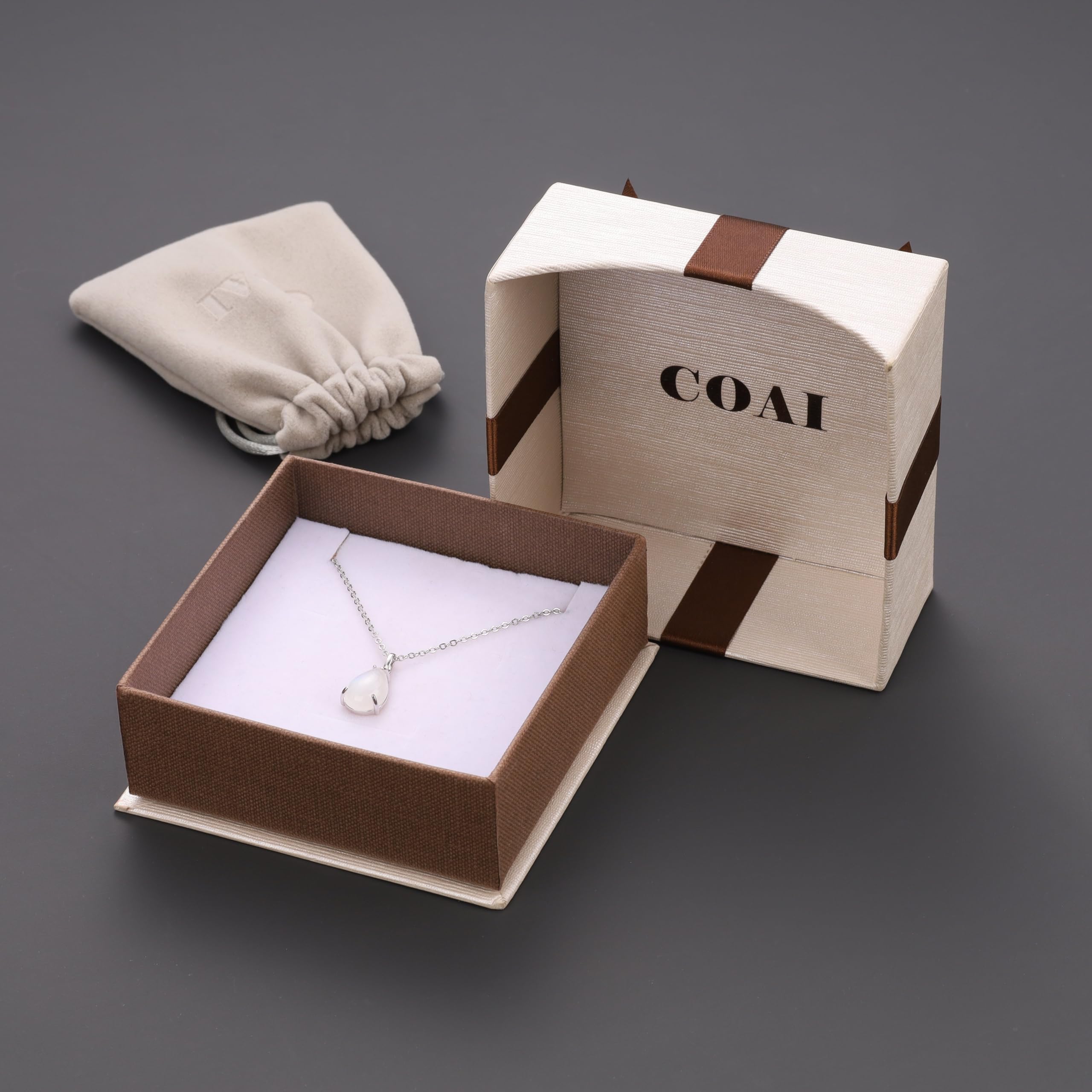 COAI Collana Donna in Argento Sterling 925 con Ciondolo Goccia in Pietre Naturali Regalo per Lei