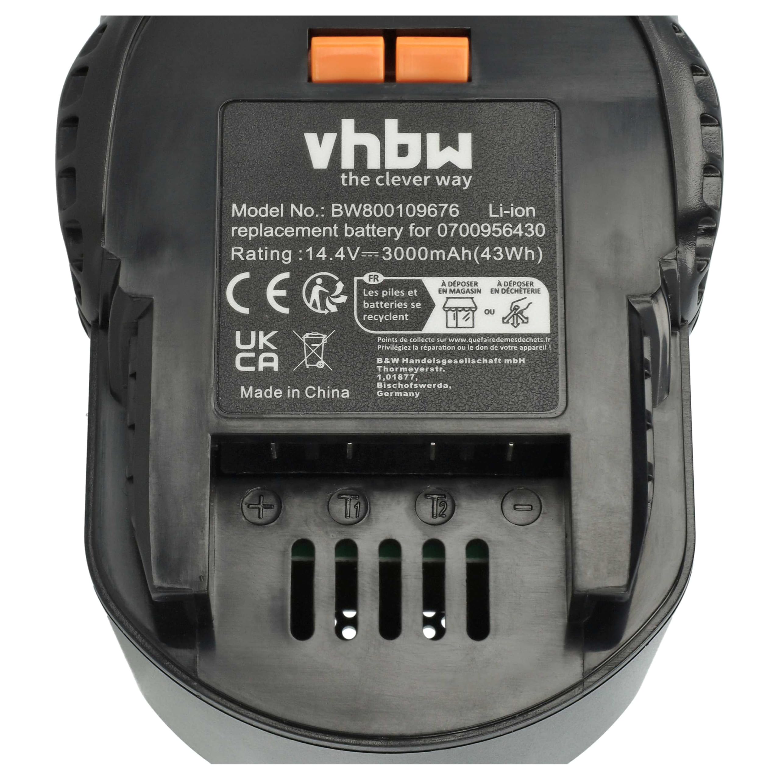 vhbw 2 x wymienny akumulator do 0700956430, 4932 352111, 4002395367641, 4935413106, 4932352657 do elektronarzędzia (3000 mAh, Li-ION, 14,4 V)