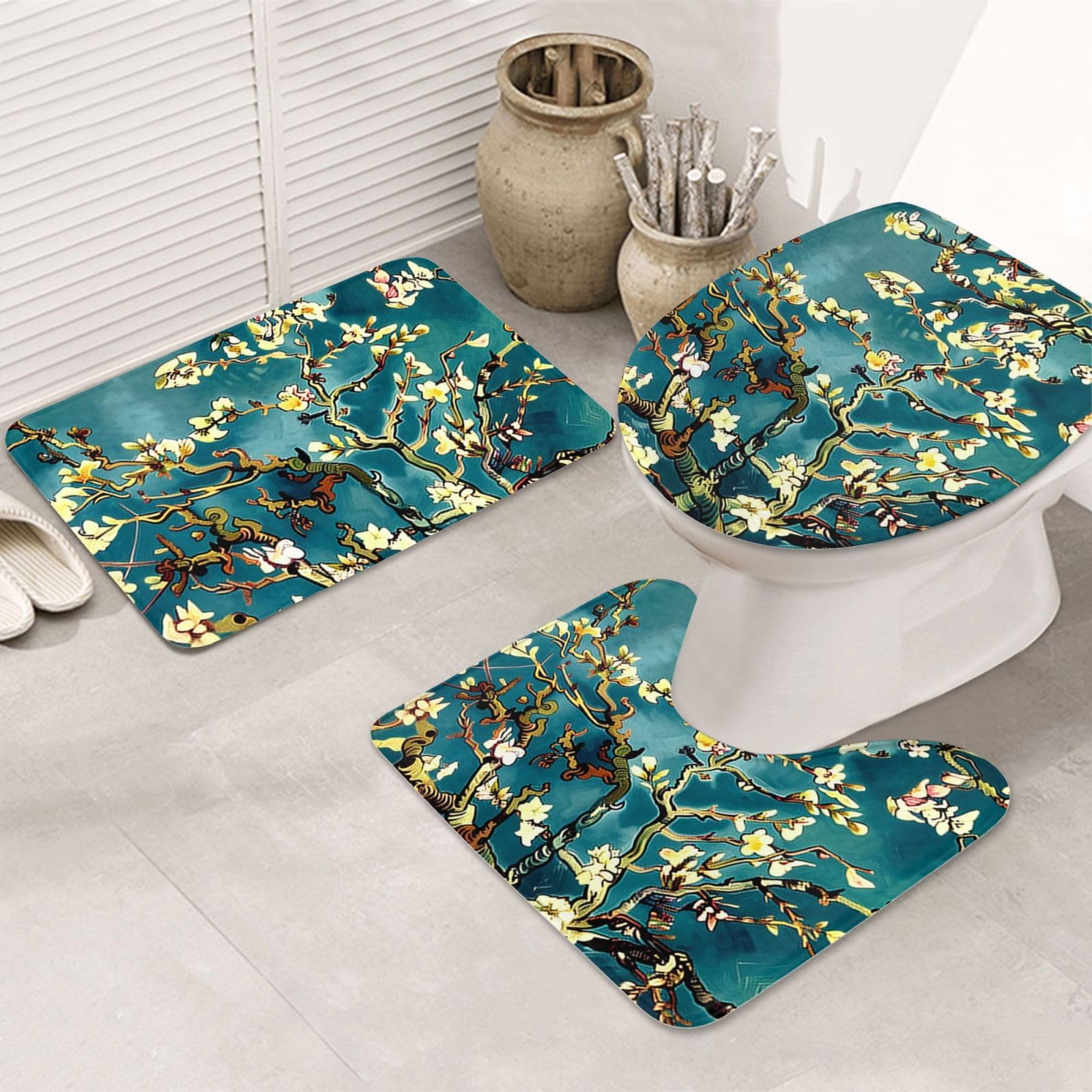 Tapis de bain pour cuisine et chambre Lot de 3 tapis de sol doux maison