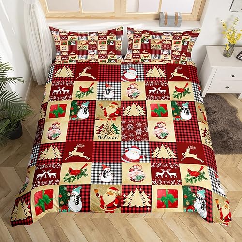 Decoraciones de Navidad, funda de edredón de Papá Noel, funda de edredón con estampado de guepardo, juego de ropa de cama de muñeco de nieve