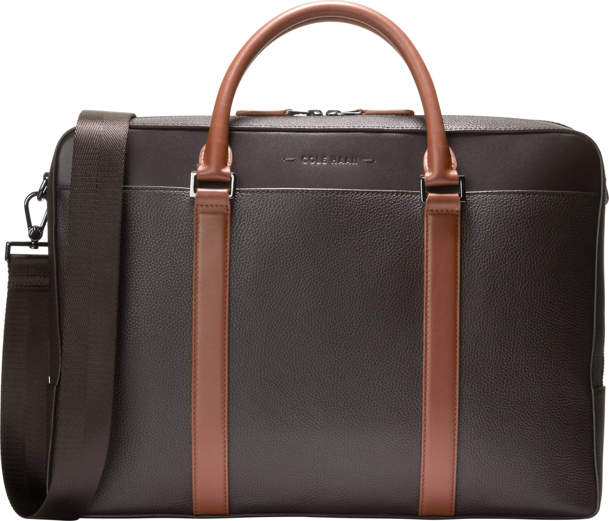 Cole Haan mens Triboro Leather Briefcase for Business Professionals TravelLight Features 16 Inch Laptop Compatibility Bl