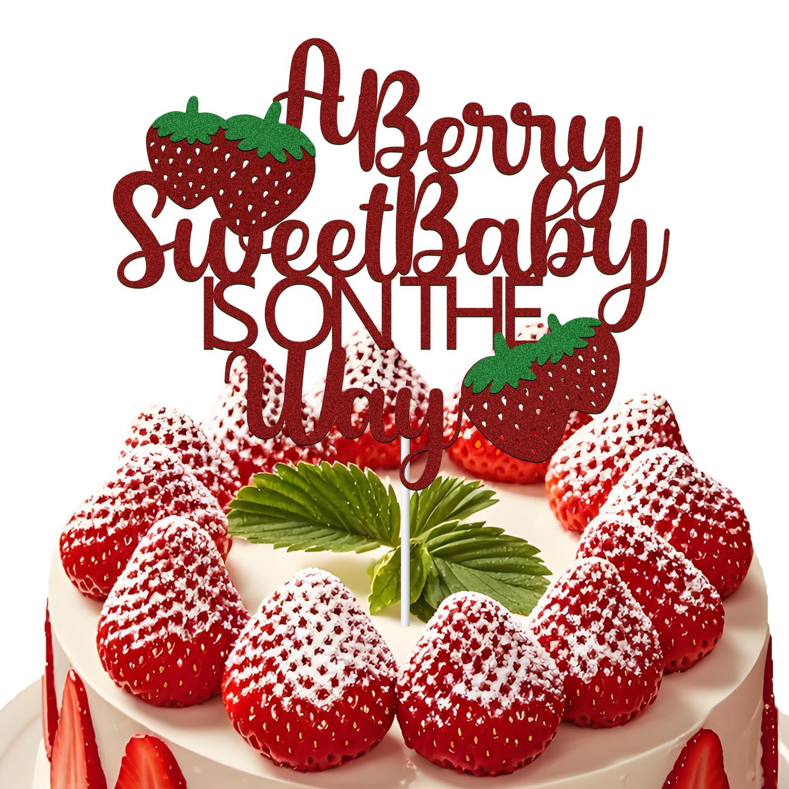 A Berry Sweet Baby Is On The Way Baby Shower Decorations One Cake Topper Strawberry Cake Toppers Summer Strawberry Theme Party Decorations Welcome Newbaby Birthday Gender Reveal for Kids Supplies