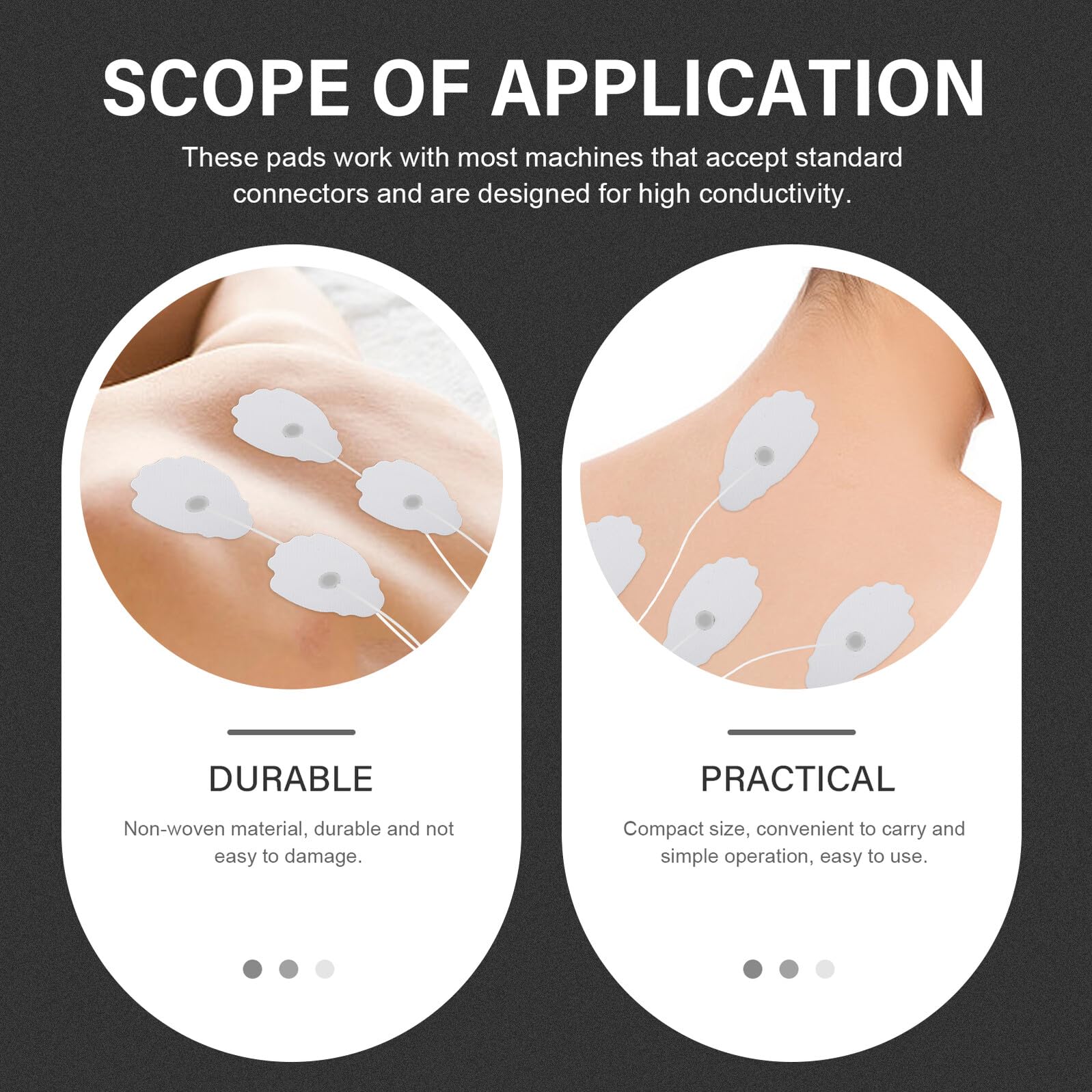 minkissy 50 Stück 10 Stück Selbstklebende Elektrodenpads aus Weißem Silikongel Kompakte Massagepflaster für Muskelstimulator Physiotherapeutische Geräte Tragbare Schmerztherapie im Haushalt