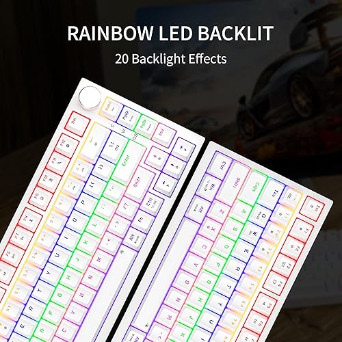 Miniatura 4 de Newmen GM326 - Teclado mecánico al 75 % por ciento, teclado mecánico con cable compacto intercambiable en caliente retroiluminado para juegos con