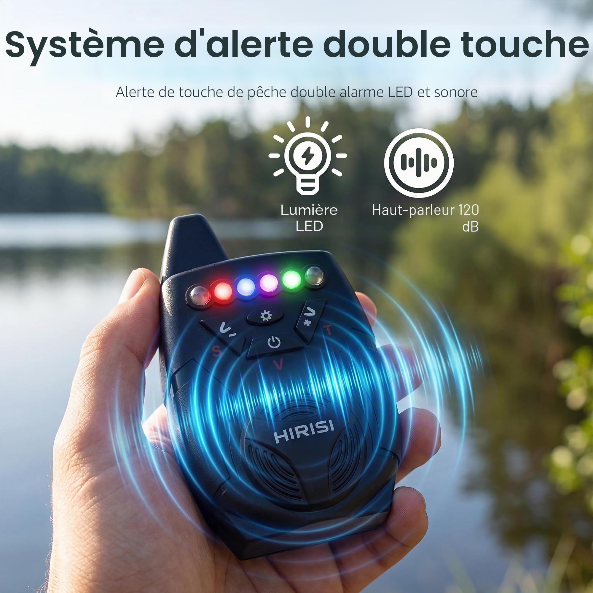 Hirisi Tackle Lot d'alarme de pêche à la carpe avec détecteur de touche sans fil 1 + 4