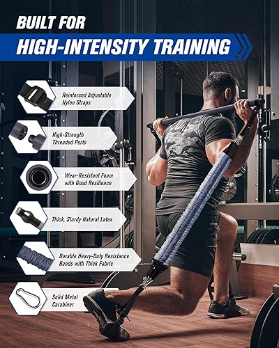 Miniatura 3 de Kit de barra de pilates mejorado con bandas de resistencia, látex natural para mujeres y hombres, barra de yoga multifuncional de acero inoxidable