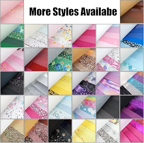 Miniatura 5 de 6 piezas 8x12 pulgadas 21cmx30cm Hojas de cuero de imitación mezclado serie de oro purpurina fina y gruesa textura metálica de Litchi tela de cuero