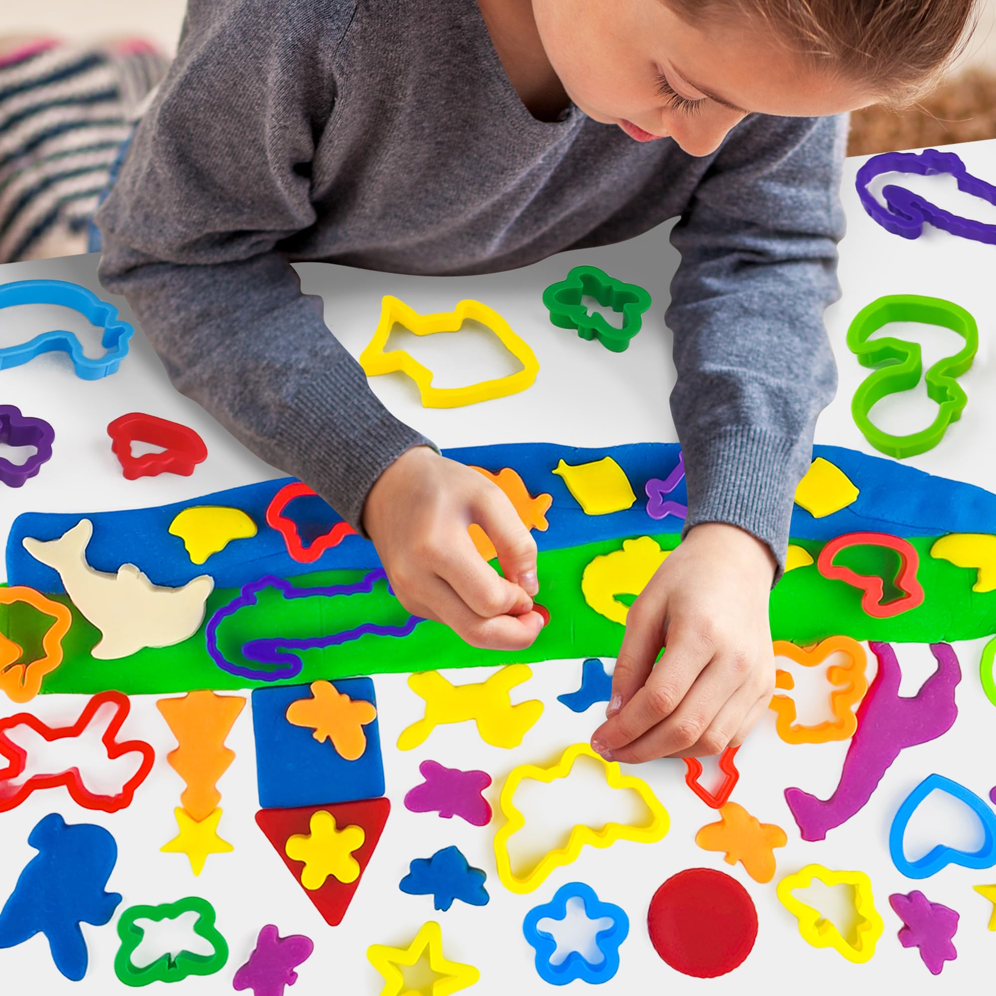 Oun Nana Playdough Tools Set for Kids, 32 PCS Playdough Accessories with Play Dough Animal Molds and Shaped Cutters, Plastic Play Dough Toys for Toddlers, Mixed Colors and Random Colors - Image 5