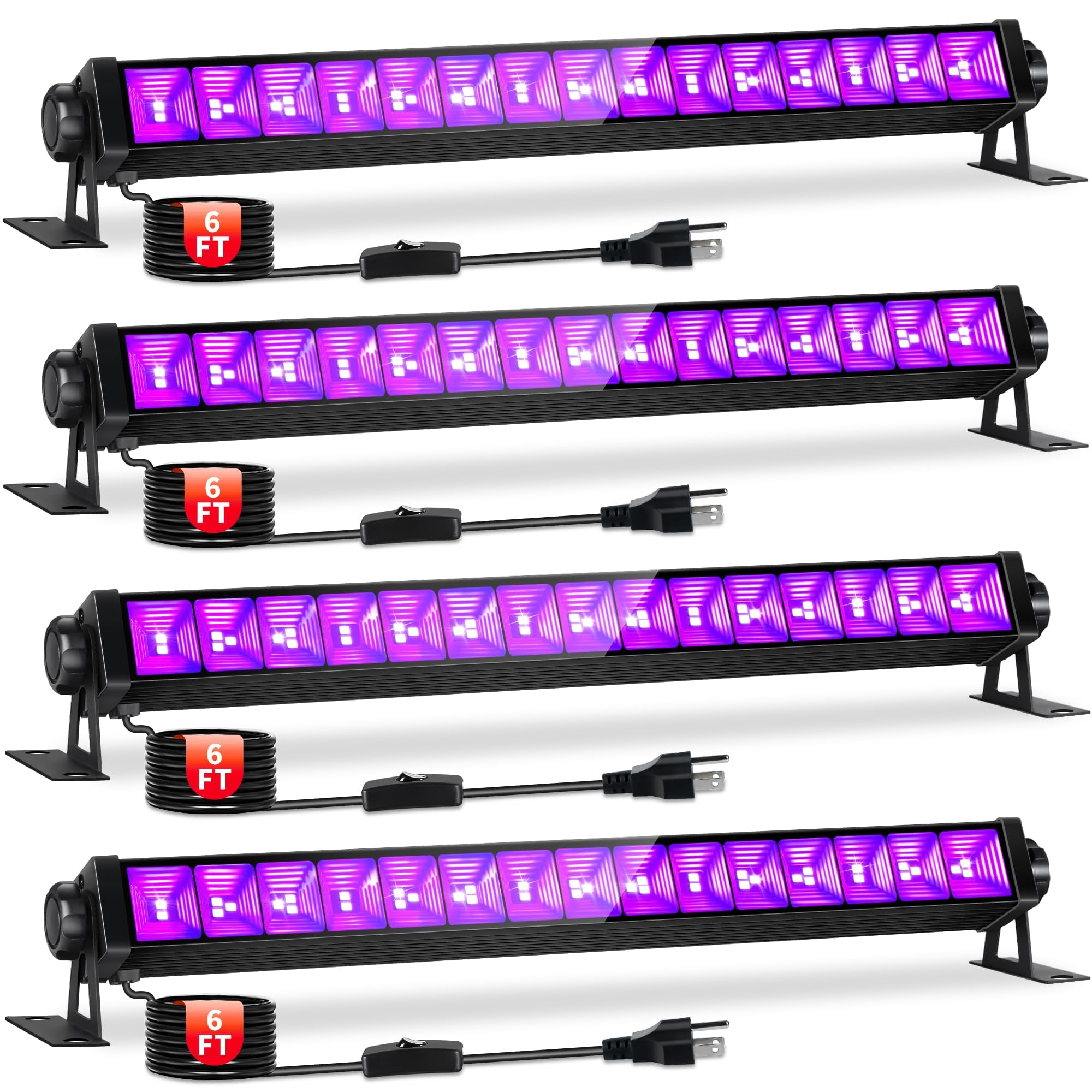 4 Pack 42W LED Black Light Bar for Glow Party