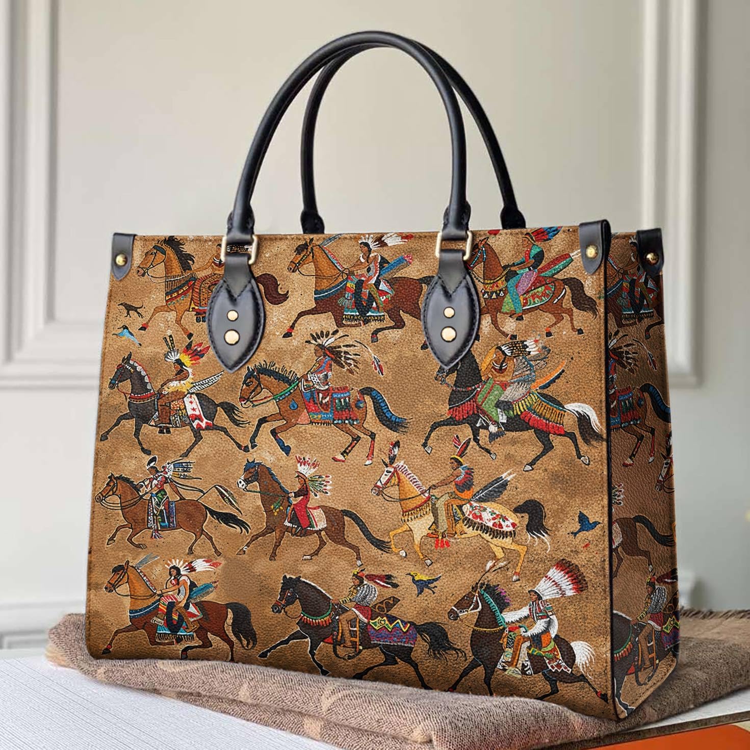 Tribal Horses Majesty Purses for Women, Western Handbags with Top Handle & Strap Shoulder Crossbody Satchel Tote Bag Gifts
