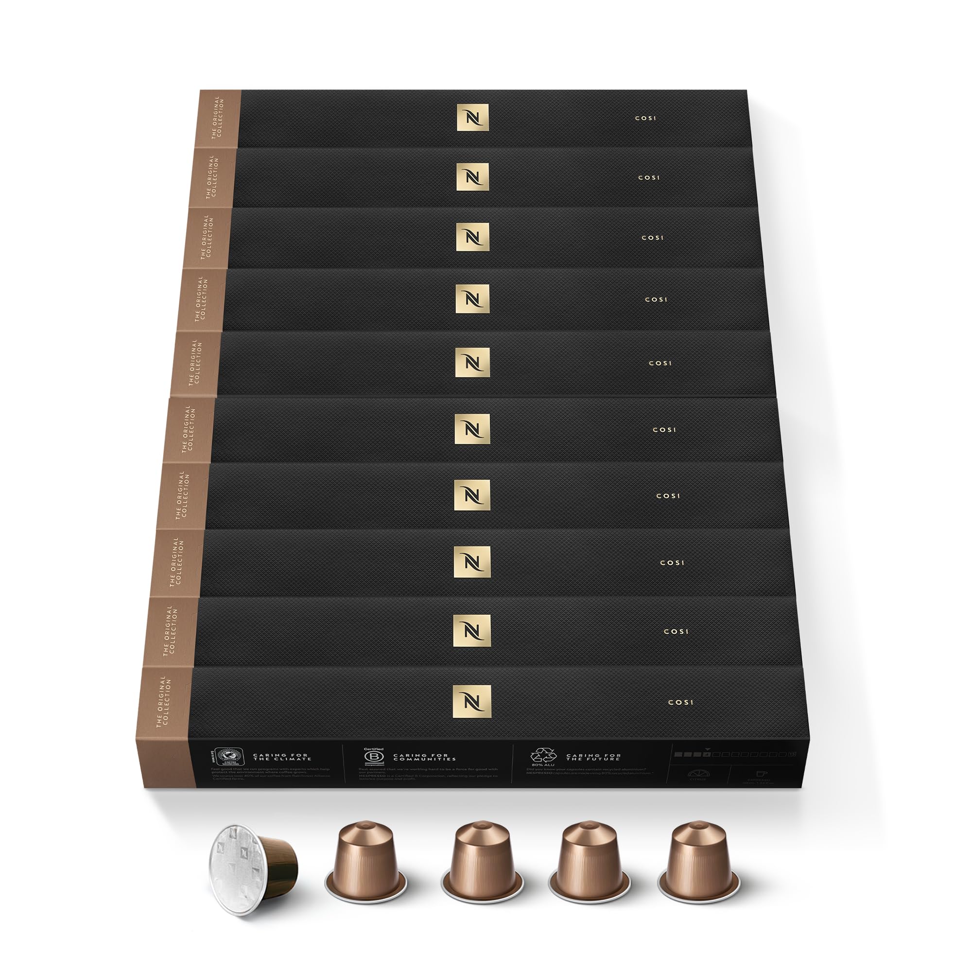 NESPRESSO ORIGINAL Cosi 100 Kaffeekapseln | Arabica Kaffee, Milde Röstung, Intensität 4, Ideal für Espresso