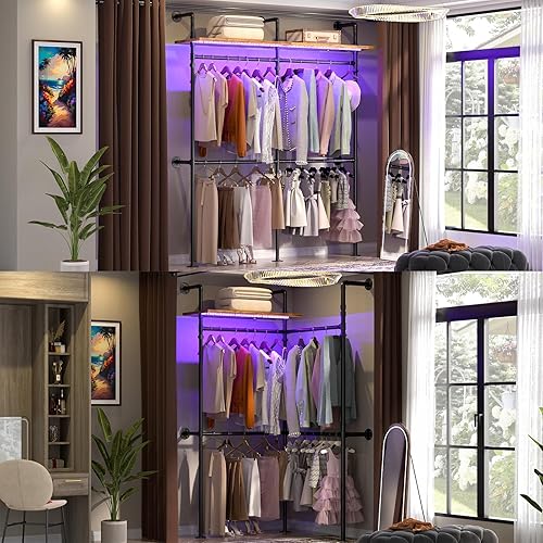 Miniatura 3 de Aheaplus Perchero Industrial de Tubería, Perchero Reversible de 79.7'' para Colgar Ropa, Percheros Resistentes para Prendas de Vestir Closet Armario