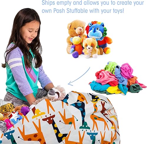 Miniatura 176 de Posh Funda de Silla Puf Rellenable para Almacenamiento de Animales de Peluche para Niños - Organizador de Juguetes Infantiles, Grande-38 - Lona